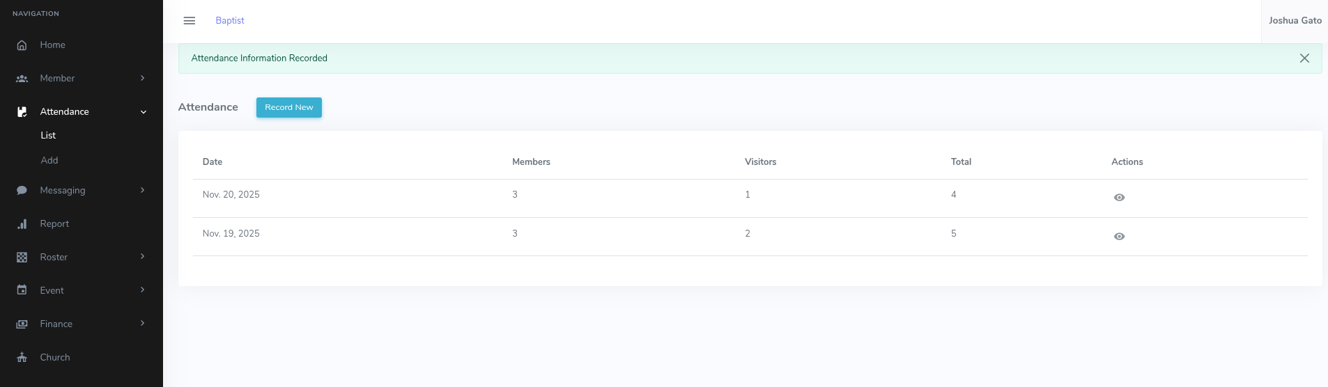 Add Attendance Success