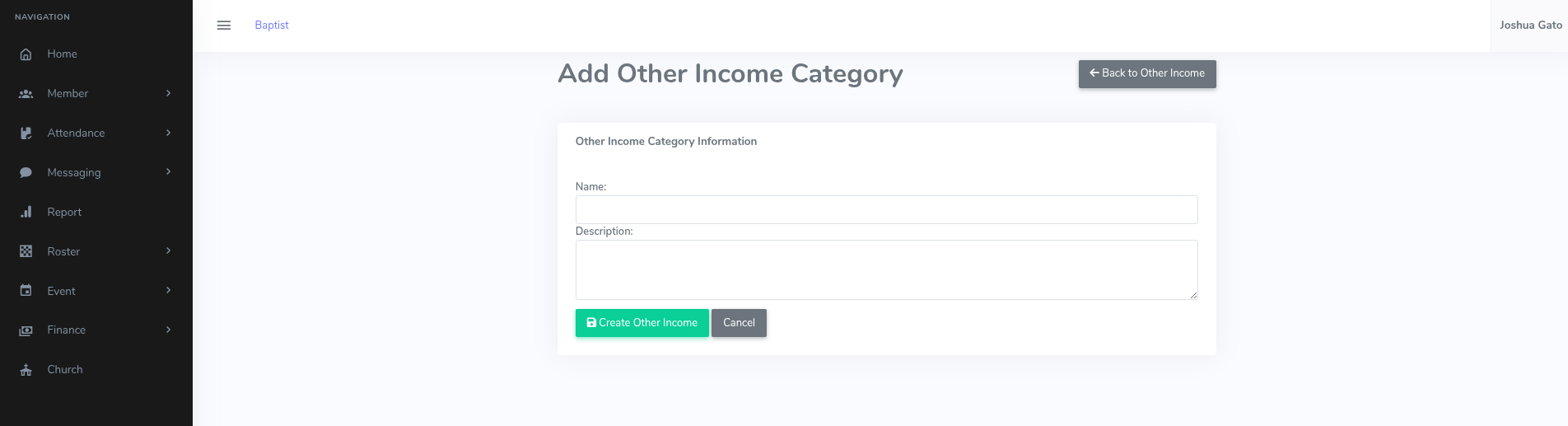 Add Other Income Form