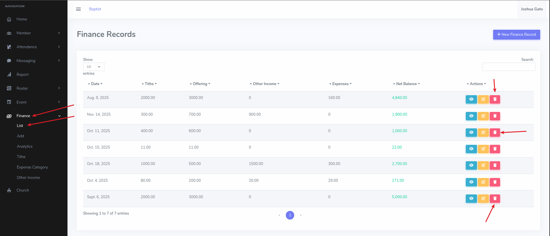 Delete Finance Record Image
