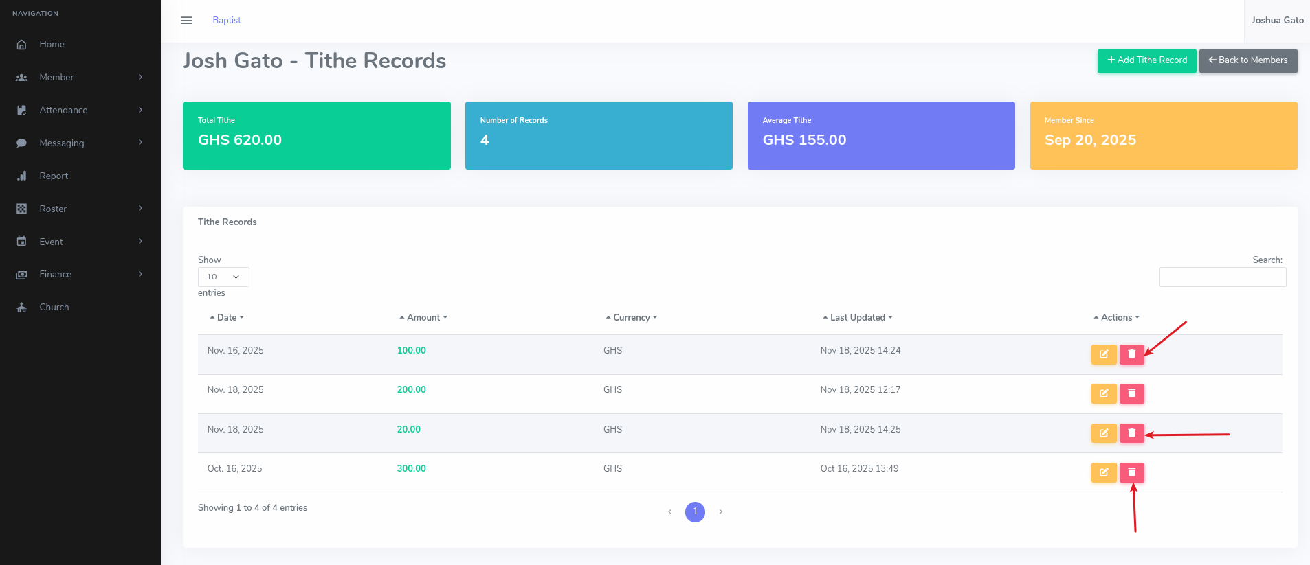 Delete Tithe Record Image