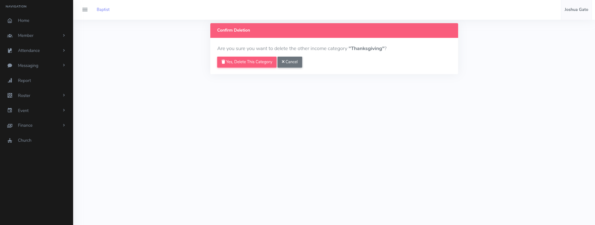 Other Income Category Delete Confirmation Image