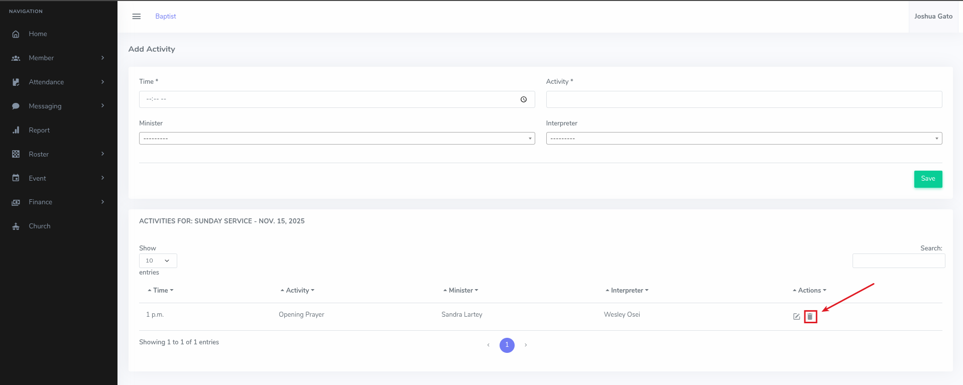 Delete Activity Image